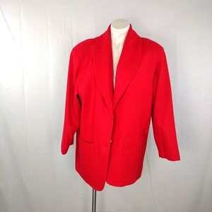 Field Gear Red Wool Women 2 Button Blazer Jacket Size Medium